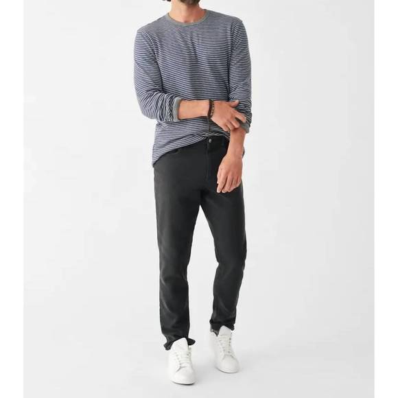 NEW FAHERTY cloud reversible crew shirt in medium grey heather / navy cream stri - Picture 6 of 6